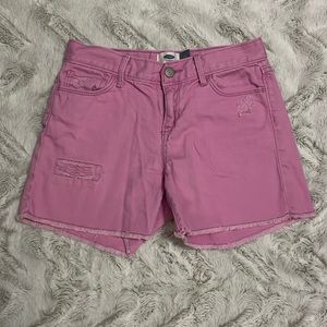 Girls pink denim shorts